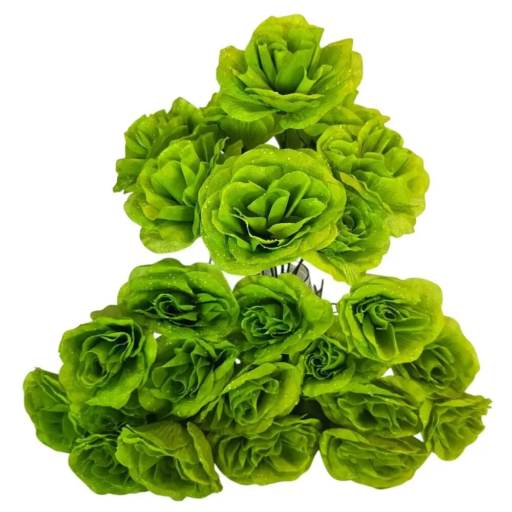 Fluffy Lime Green Artificial Rose Flower Picks Floral Stems Wedding 3